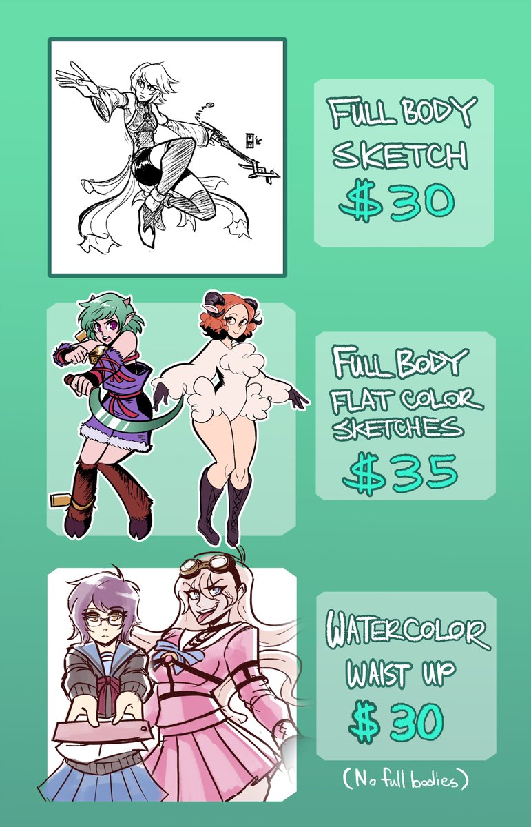 I'm opening slots for commissions tomorrow at 12pm central time, 3/5. When the time hits please make sure to have your emails ready and sent on the dot, and I'll do my best to accept as many as I can. 

PLEASE READ THE LINK (prices, rules, etc): https://t.co/V5uVxm8fz6 