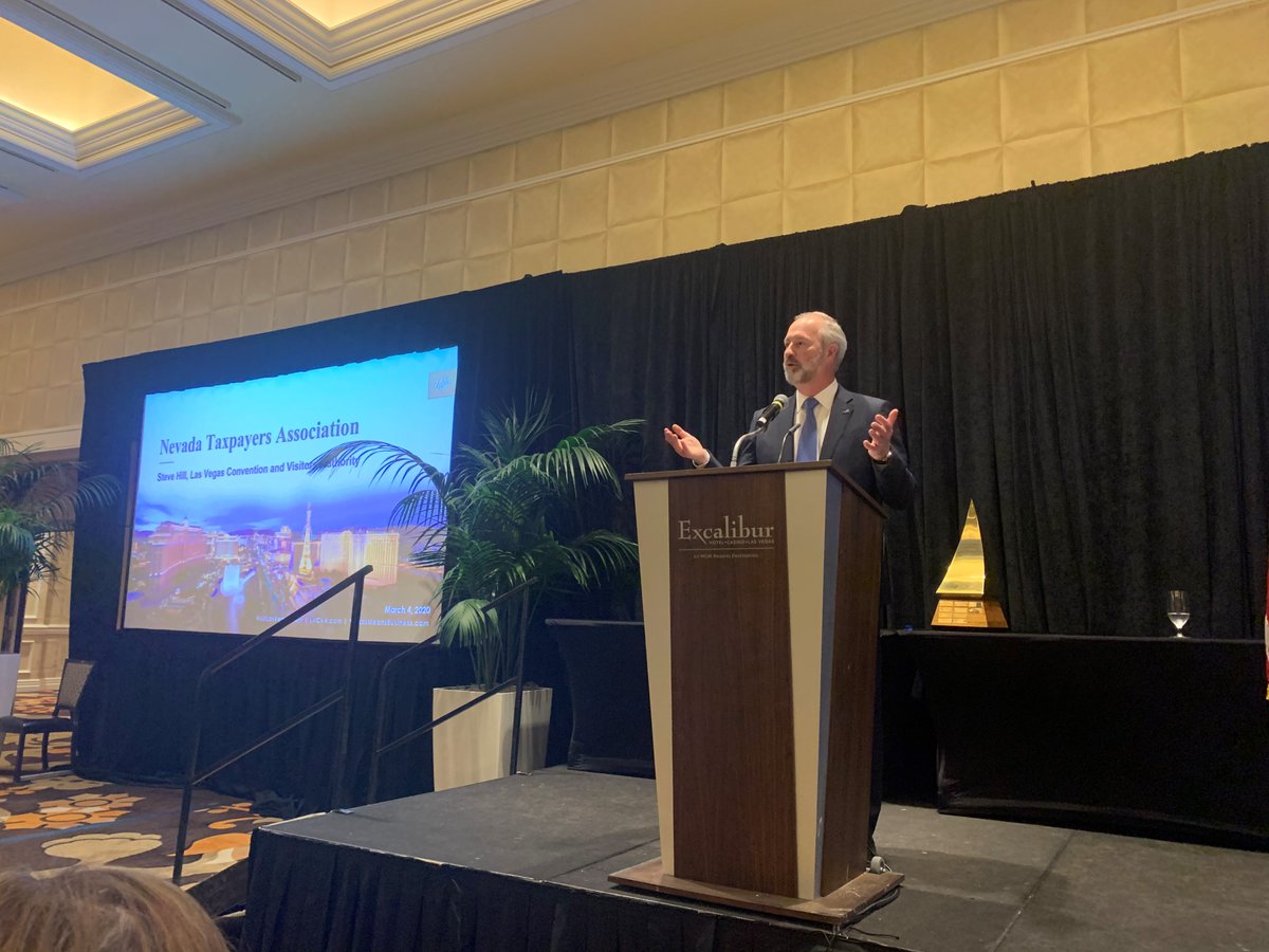 Entertainment *AND* Sports Capital of the World? <a href="/LVCVA/">Vegas Means Business</a>'s <a href="/SHillforVegas/">Steve Hill</a> explains at the <a href="/NevadaTaxpayers/">NV Taxpayers Assn.</a> Association luncheon that the growth in sports in #Vegas will help grow visitation past 42.5M annual visitors. #OnlyVegas <a href="/Raiders/">Las Vegas Raiders</a> <a href="/GoldenKnights/">Vegas Golden Knights</a> <a href="/lvlightsfc/">Las Vegas Lights FC</a> <a href="/AviatorsLV/">Las Vegas Aviators</a>