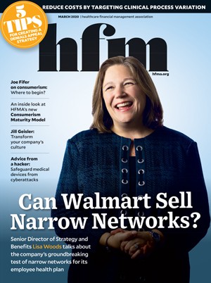 We're excited to read the <a href="/HFMAorg/">HFMA</a> March cover story featuring PBGH board chair Lisa Woods! Dive in to learn how <a href="/Walmart/">Walmart</a> is prepping to launch a test of their curated physician networks in 2021: bit.ly/2VKjoW9