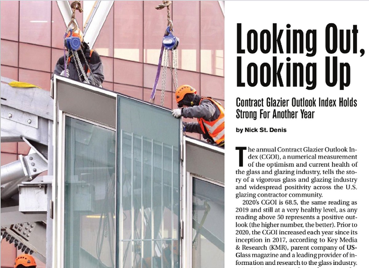KMRresearch's tweet photo. Latest in @USGlass, our fourth annual (2020) Contract Glazier Outlook Index holds strong for another year: https://t.co/0MGzWlDb20 #glass #glazing https://t.co/Z1a1Ffu6tP