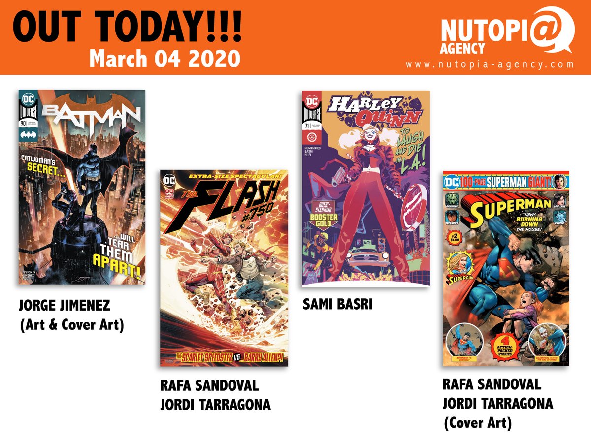 nutopiaagency's tweet photo. OUT TODAY!!! Batman, The Flash, Harley Quinn and Superman Giant. Run to your Comic Book Store and get your copy! #Batman #Superman #Flash #HarleyQuinn #DC #DCComics #NutopiaAgency #Flash750 #Batman90 #CatWoman #Comic #ComicBook #ComicFan #ComicBookFan #DCFan #BatFan #Superfan https://t.co/LQ9cQ32VEl