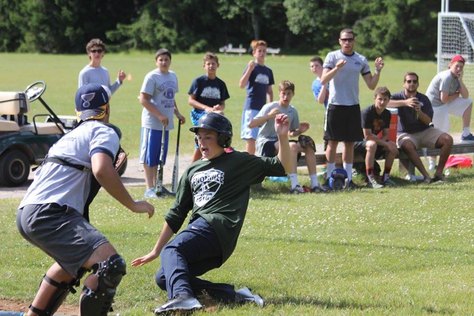 CampMenominee's tweet photo. SAFE!!!! JUST UNDER THE TAG! More action from Al Lewis Field coming your way in June!!! #CMBaseball #CM2020 #SummersComing #CM93 — at Al Lewis Field. https://t.co/1icP62u8UT