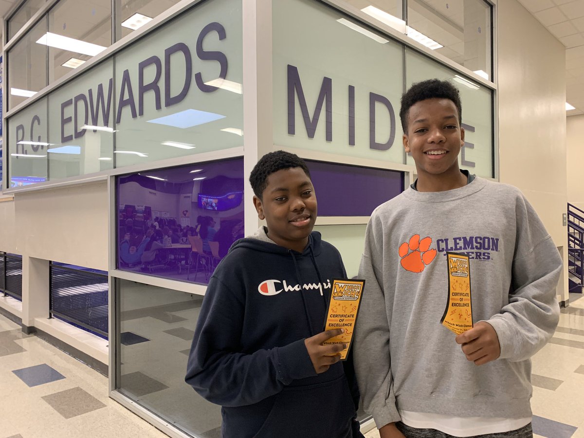 RCEMiddle's tweet photo. Proud of today’s #WhichWichofClemson💜🧡 #StudentsofExcellence⭐️ #teamRCE🐾 #loveourstudents💜 https://t.co/IfKMWkqXNx