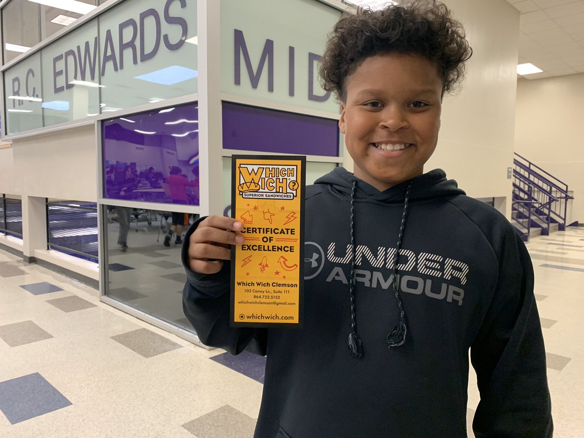 RCEMiddle's tweet photo. Proud of today’s #WhichWichofClemson💜🧡 #StudentsofExcellence⭐️ #teamRCE🐾 #loveourstudents💜 https://t.co/ClrZbBbB9z