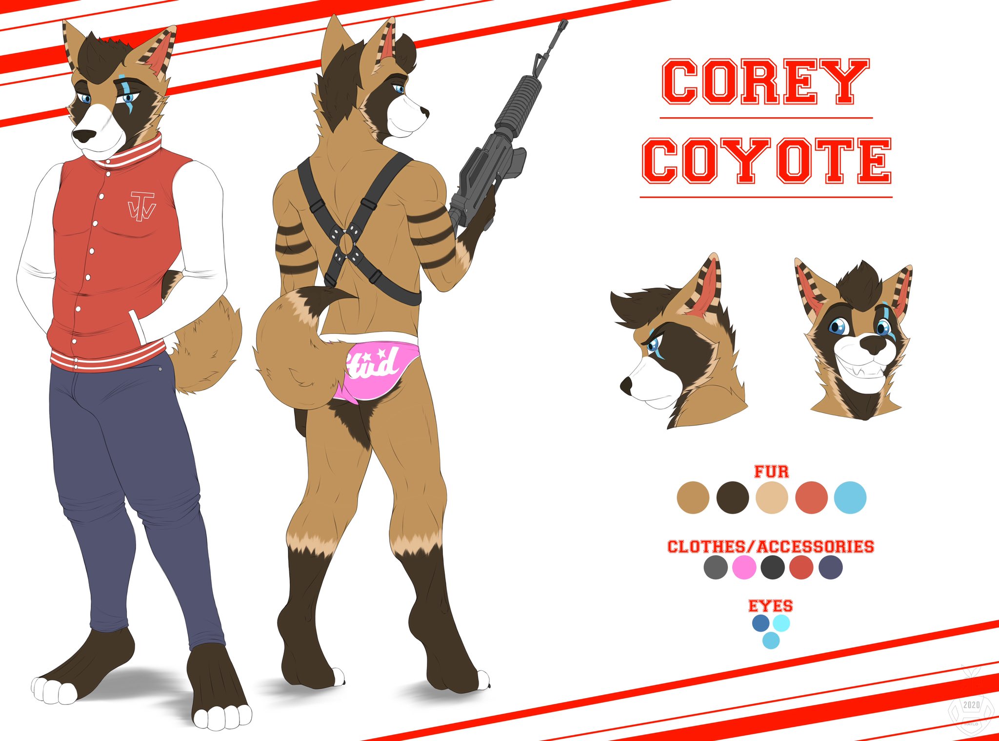 🎨 Haylo (COMMS OPEN)🐰 on X: Another fun piece for @CoreyCoyote! Nothing  more badass than a coyote in a harness, with a gun, wearing bright pink  underwearI think. 😅  / X