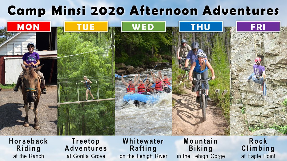 CampMinsi's tweet photo. Ride, climb, zip, paddle, peddle, repel — and fill your afternoons at Camp Minsi with adventure! Our exciting Afternoon Adventures provide older Scouts with fun challenges and great thrills right in the heart of the Pocono Mountains. You more at https://t.co/E9ohNvztB4. 🐢 https://t.co/4Y5xa792JH