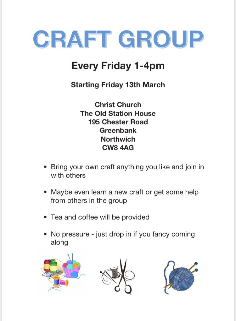 New craft group set up by one of my #chronicpain #patients Please support #Northwich #greenbank