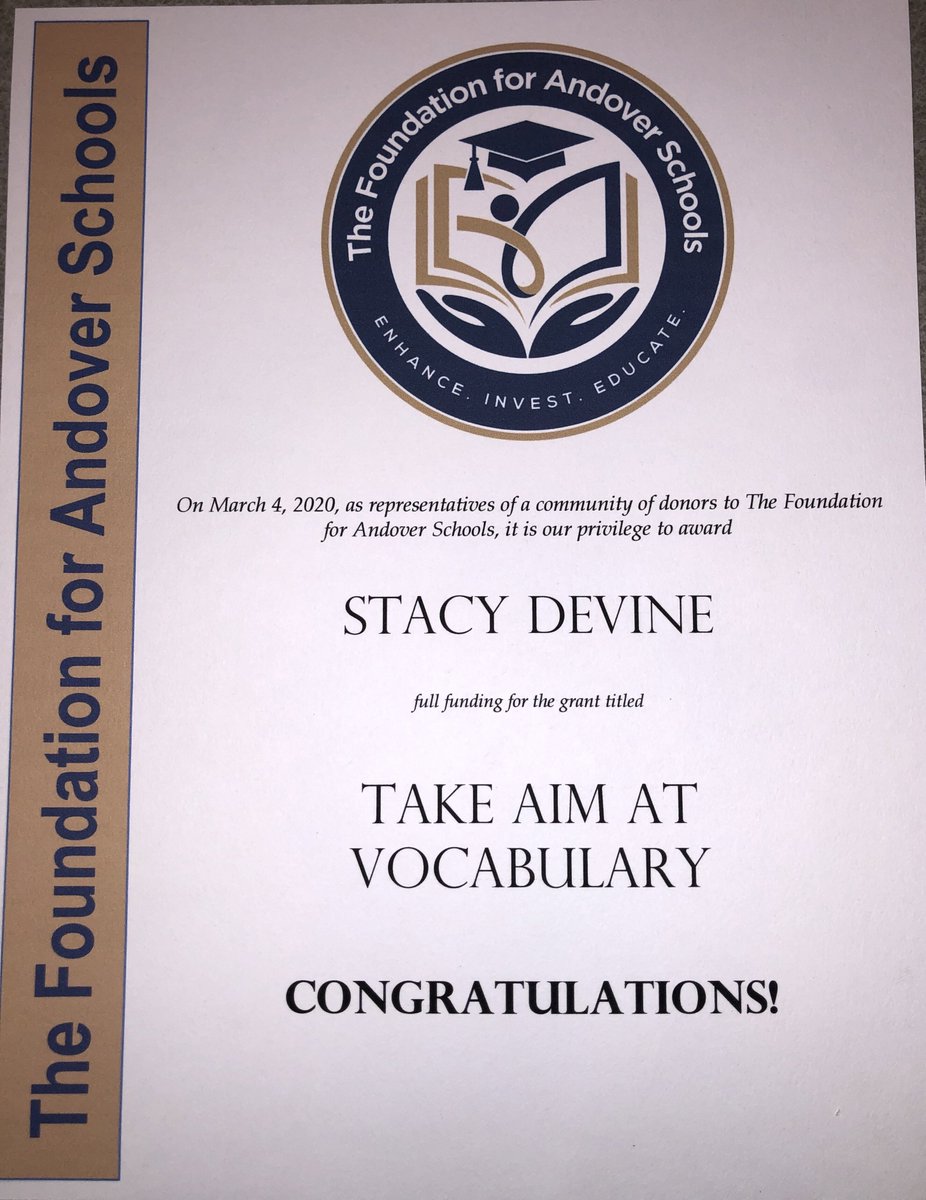 shockerfamily's tweet photo. Thank you to The Foundation for Andover Schools! I can not wait to use this with my students! #usd385 #vocabulary https://t.co/Xqqx7oAwUt