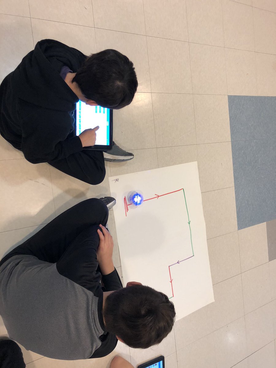 Students were fully engaged at today’s makerspace challenge!  Using angles, speed and time to navigate their sphero along the racetrack