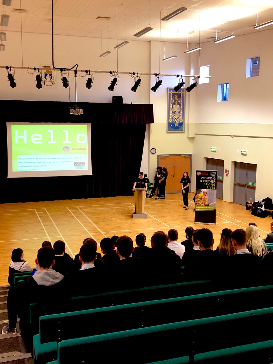 Lornshill's tweet photo. Proud of our S6 @AnthonyNolan Champions today presenting to their peers in S5. They will be presenting to all staff tomorrow ahead of our donation clinic next Wednesday. #compassion #engagement #proud @fire_scot @fireboyle https://t.co/SVqzfhNbEB