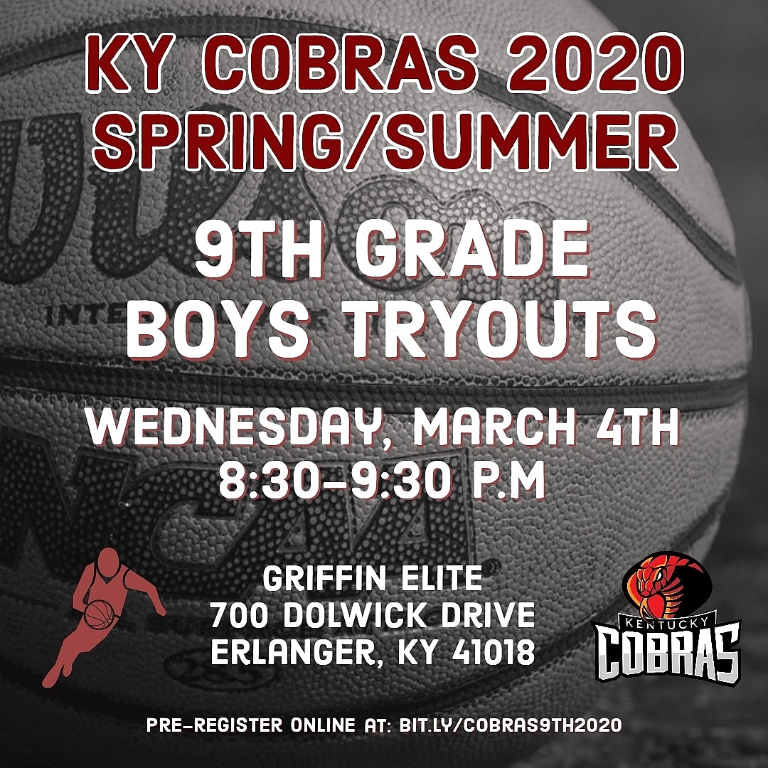 KentuckyCobras's tweet photo. 9th grade tryouts, tonight!

#2023 #KYCobras https://t.co/DF30RTW23K