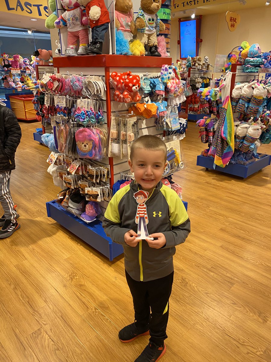 csquared80's tweet photo. Where’s Waldo you ask? He voted this week and stopped by @buildabear to fix up his pal Greeny! @HicksKinder https://t.co/ZVRPWLIddM