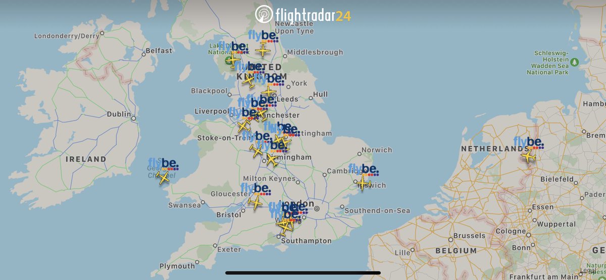 flightradar24's tweet photo. Quite likely the last Flybe flight to land will be #BE7308. https://t.co/OgX52lNTKR

Media reports indicate the airline will cease operations and enter administration tonight. https://t.co/p0kMsv7Tb8