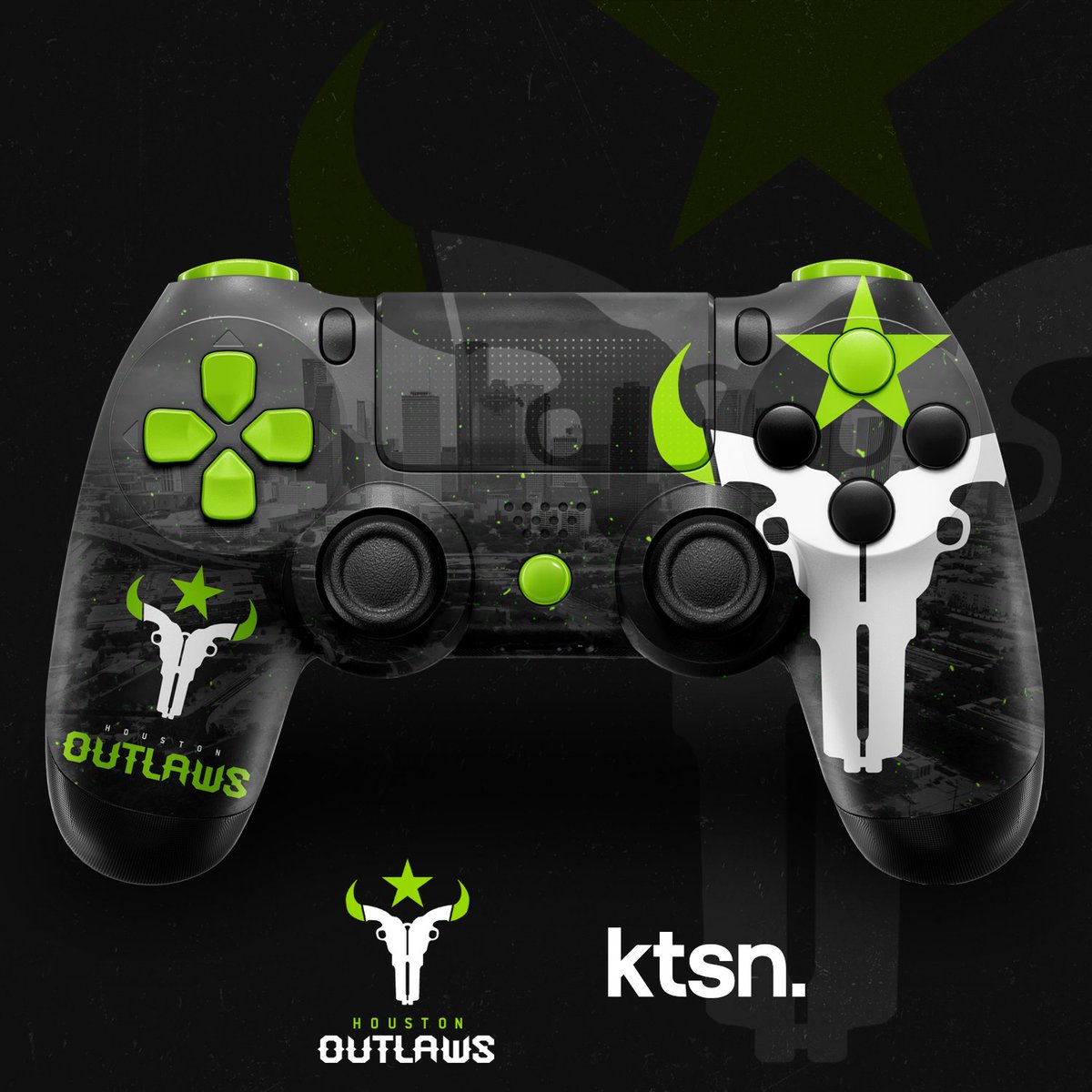 KTSNGFX's tweet photo. #AnteUp #BandTogether // Houston Outlaws Concept PS4 Controller // #OWL2020 @Outlaws https://t.co/mglfKwhV9T
