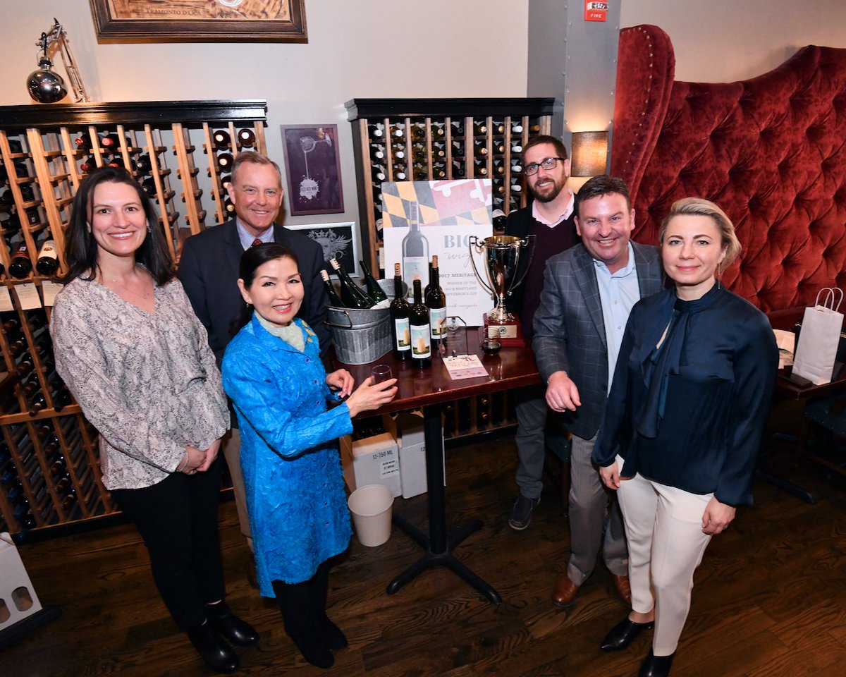 MdAgDept's tweet photo. Sip, sip, hooray! It's Maryland Wine Month!๐ท๐๐
Today, Md Ag Sec. Joe Bartenfelder helped kick off this month-long celebration at the #MDwinemonth Launch. Congrats to the Governorโs Cup Best in Show winner @BigCorkVineyard and all the Best in Class awardees! #savormaryland https://t.co/r9uoAny6YP