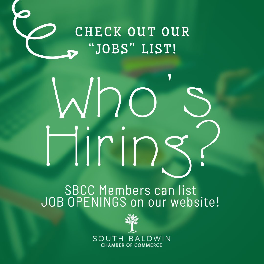 SBaldwinChamber's tweet photo. Check out the new jobs posted on our website! https://t.co/b9TE5bshmc #JobsReport #MarketingManager #MaintenanceTech #Lifeguards #ArtDirector #BusDriver https://t.co/k5ke7JceOe