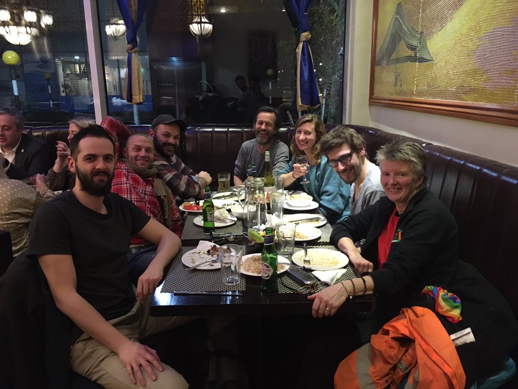 A lovely evening out with some of the team from the #NaturalBuilding area <a href="/FuturebuildNow/">Futurebuild</a> #nbuk <a href="/Terra_Perma_EB/">Terra Perma Geo</a> <a href="/Grain_Archi/">Grain Architecture</a> <a href="/strawworks/">Strawbuilding</a> <a href="/EarthBuildingUK/">EBUKI</a>