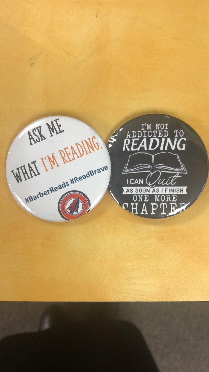 Button & Pin Day was a huge success! We read buttons all day! Tomorrow is dress in red, white and black like that crazy rhyming cat! #ReadBrave #BarberReads