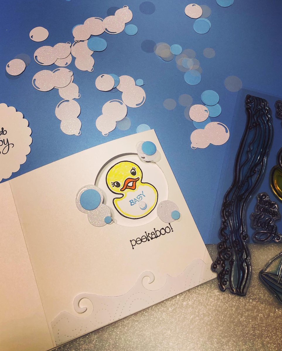stumpytailcraft's tweet image. Been working on a #baby shower project, here’s a card I made after finding this @Stampendous Rubber Duckies stamp set @TuesdayMorning , so excited! 😍 #TuesdayMorning #Stampendous #RubberDuckies #BabyShower #Bubbles #PeekABoo #Card #Crafts #Cardmaking #Create