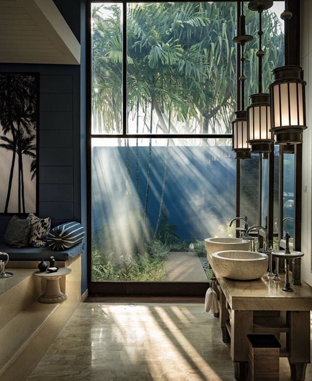 cushionsmore's tweet photo. The suites at the Four Season’s Resorts Langkawi feature chic, pristine yet tropical bathrooms one literally wants to sleep in! @FourSeasons #hotels #asia #hospitality https://t.co/XrBq3K0SPL
