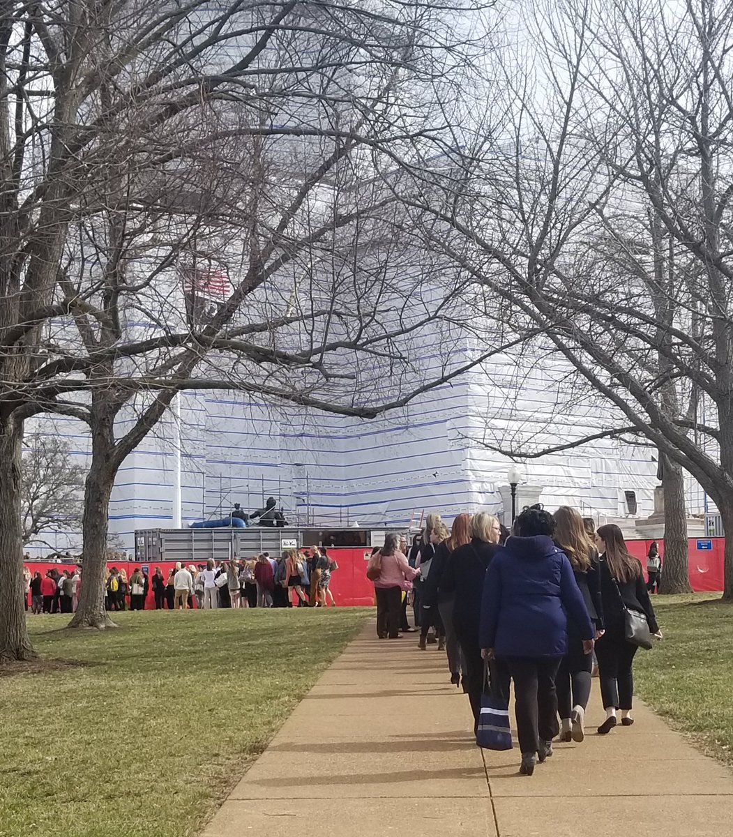 Terry_fnp's tweet photo. The Security Clearance line at the Missouri Capitol when over 700 Nurses and Nursing Students arrive :-) @RNAction @MONurses #nad2020 #NursesVote https://t.co/B7qNxuu4Od