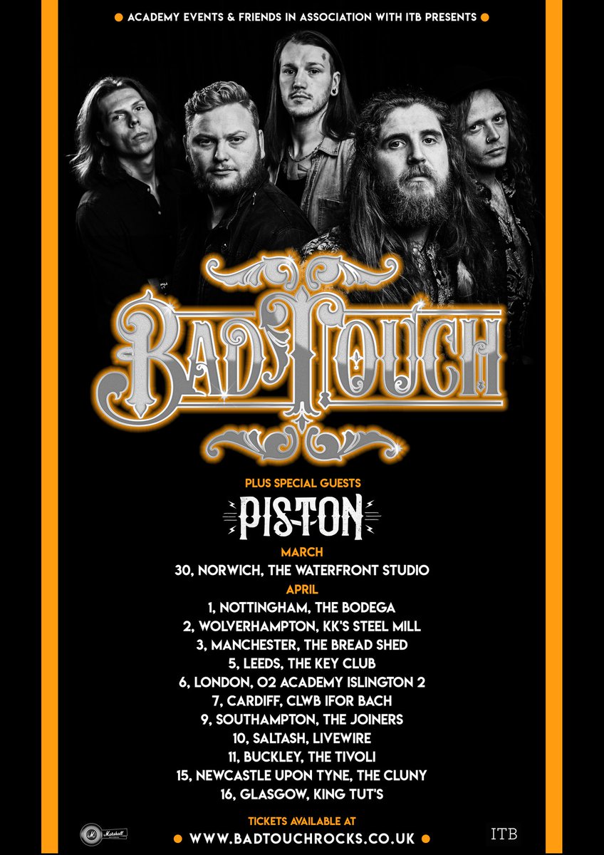 NEMSUK's tweet photo. @badtouchrocksuk are back on the road this year for a headline tour with special guests @pistonmusic @thecluny Newcastle Upon Tyne
Tickets on sale NOW!!!!!
#livemusic #uktour #livetoplaylive https://t.co/VGiTNTtSlh