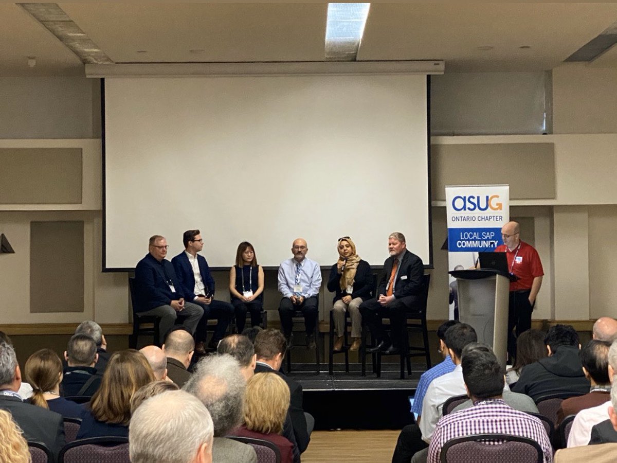 OT_FBIT's tweet photo. The @ASUG_Ontario Spring Chapter meeting is happening today at the @OntScienceCtr! With Dean Michael Bliemel and Prof. Asifa Aamir joining in on a panel discussion and students /faculty members showcasing some of our great research! https://t.co/3PGCPZcitB