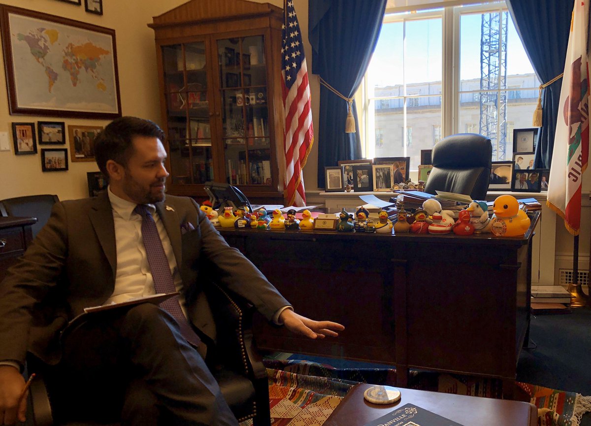 wvcorailroad's tweet photo. Excellent dialogue with @RepSwalwell Staff @kylealagood about #RailDay2020 issues, trucking weight limits, &amp; passenger rail. (@GoDucks duckie!!) @wvcorailroad @wvco @bnsf @UnionPacific @REMSAOfficial #spikefast @VTA @SFBART https://t.co/wthglz9LRn