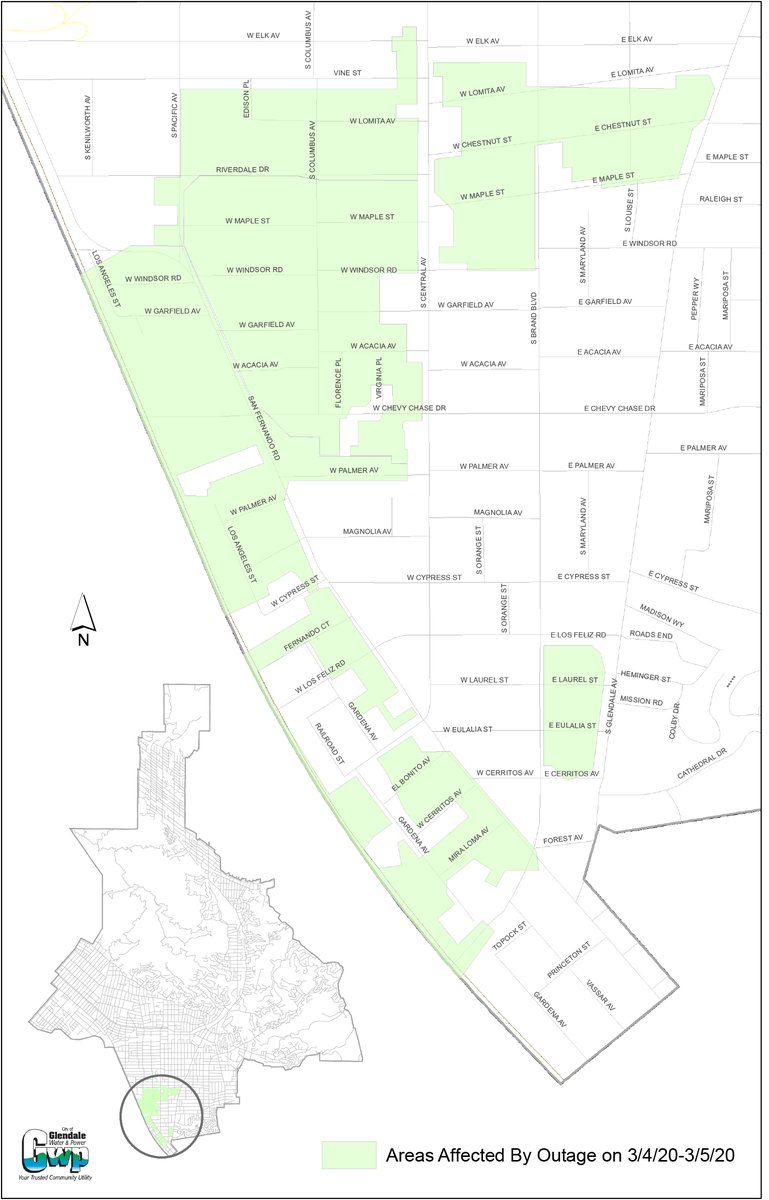 Glendale Water Power On Twitter Reminder Customers In South Glendale Will Experience A Temporary Power Outage From 11pm Tonight Through 7am Tomorrow To Repair Damaged Underground Cables Affected Areas Are Shaded