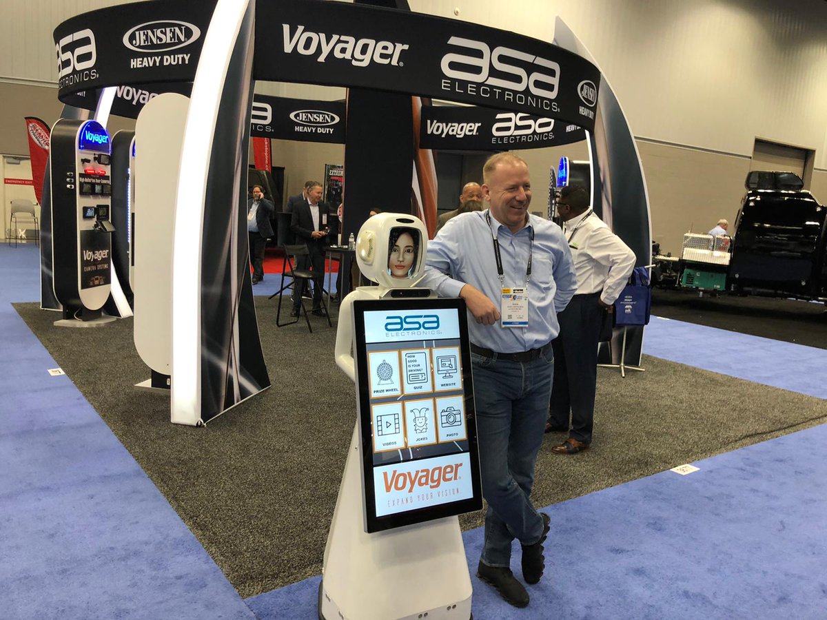 ARS_Robots's tweet photo. Tracey the robot is at the Voyager and ASA Electronics booth at the 20th Annual Work Truck Show! Giving out some amazing prizes so be sure to find her. #worktrucks20 #worktruckweek https://t.co/aR2bDaMr58