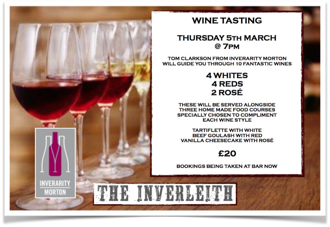 Remember we have this happening tomorrow evening and there are literally a couple of spaces left. Fancy joining us? Give us a call now.
#edinburghpubs #winetasting #wineandfood #foodpairing