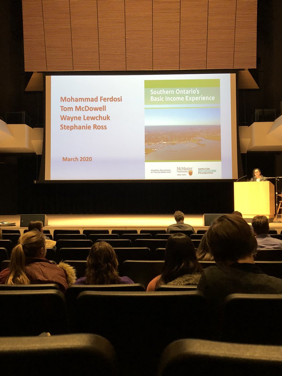 Andreacchi_A's tweet photo. Despite being cut short, the #basicincomeproject in Southern Ontario shows some promising results. Glad I got the chance to learn more about it today. Thank you @MIHE_Research https://t.co/abOaIEPPLL