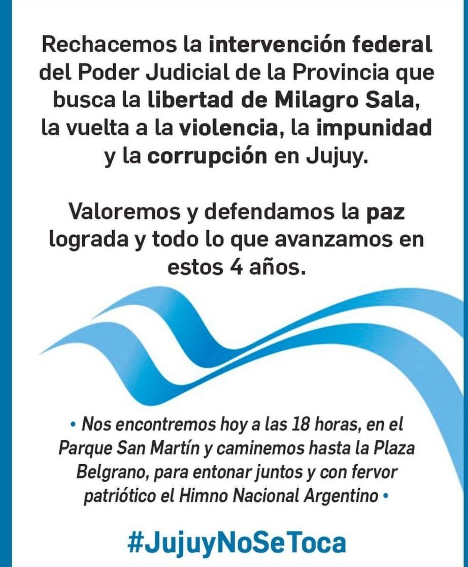 Comunicacionucr's tweet photo. #jujuynosetoca #cuidemoslapaz hoy marchamos contra la impunidad y la corrupción. No a la Intervención del Poder Judicial de Jujuy. La lealtad es con las víctimas no con los delincuentes https://t.co/KwFHuNz8W8