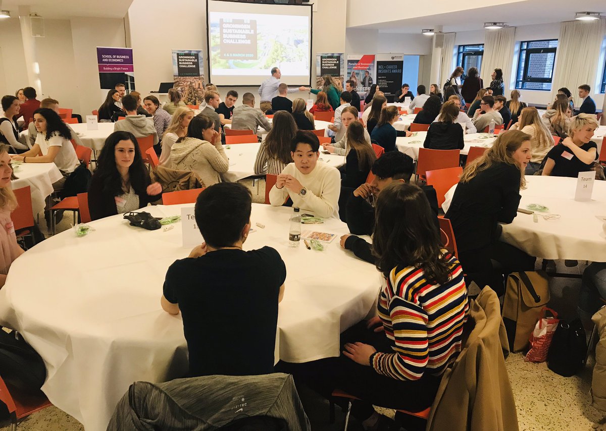 GillatUoL's tweet photo. Things are just getting started at the Groningen Sustainable Business Challenge 2020 this evening. 100 students from @LivUni @nclcareers @univgroningen @VUamsterdam all raring to go. #GloballyConnected #GSBC2020 https://t.co/smZN4XGv3t