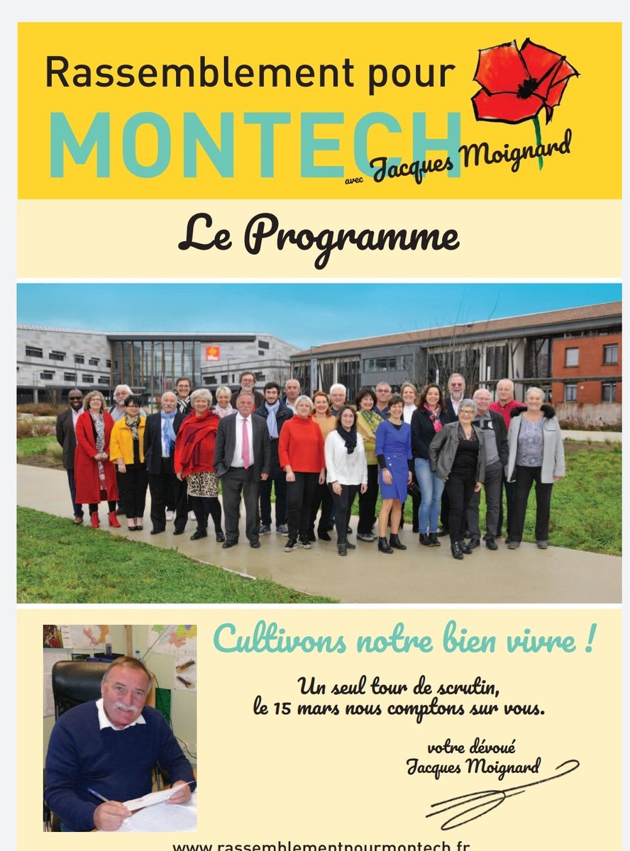 RassembtMontech's tweet photo. Voici notre programme !! Rendez vous, dimanche 15 mars pour un unique jour de vote .#Montech #RassembtMontech #Municipales 

https://t.co/bWQNMbLvtQ https://t.co/ApTOtuBt46