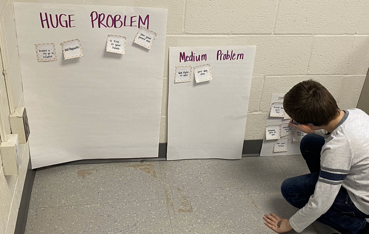 MaddiC14's tweet photo. Today we learned the “Size of the Problem” thinking strategy! We learned how to rank our problems, sorted them, and discussed how the size of the problem should match the size of our reaction! @ZonesOfReg #sizeoftheproblem @GoodridgeElem #zonesofregulation https://t.co/1frvCT59dz
