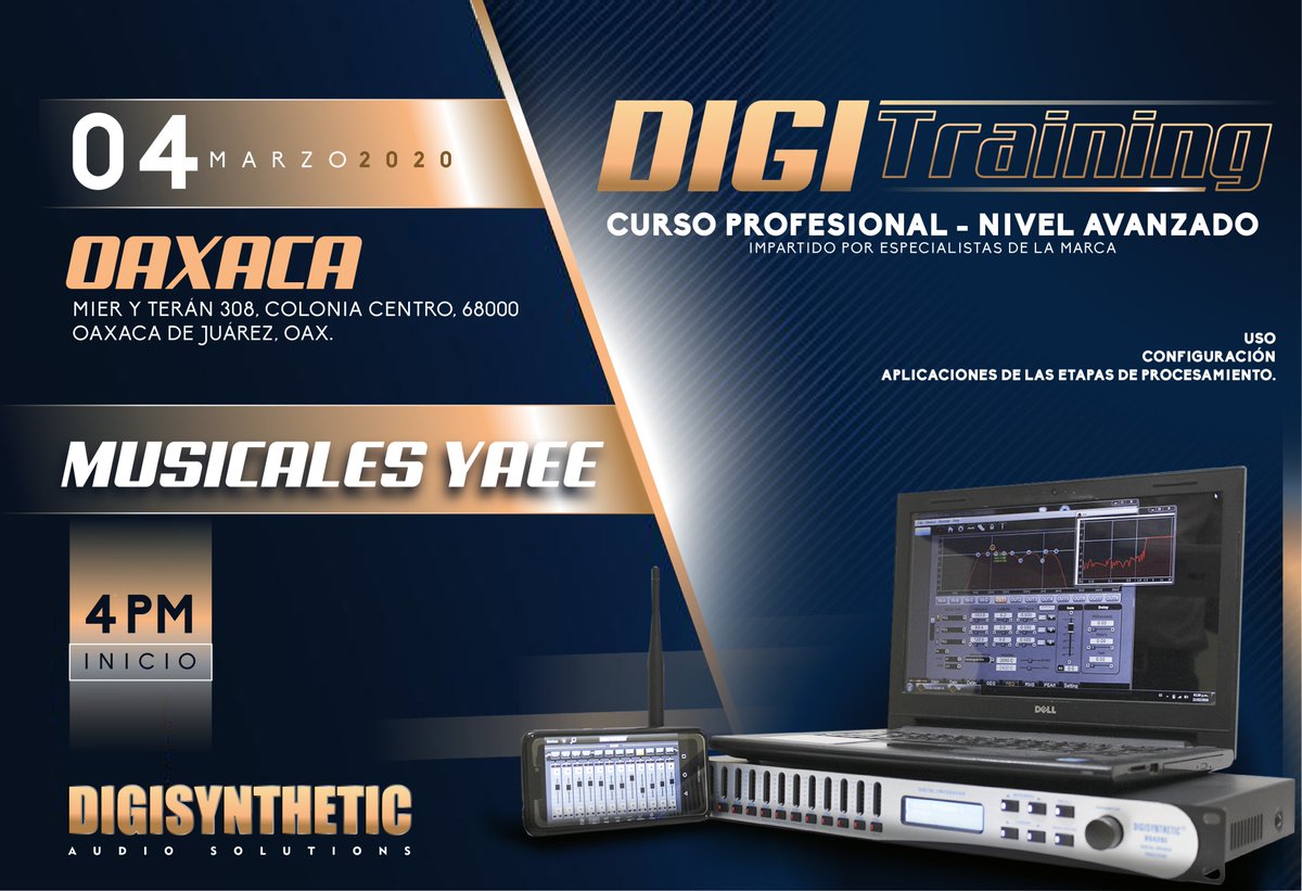Melo_SoundofM's tweet photo. ¡Hoy #Miercoles 4 de marzo estaremos #Oaxaca para el curso profesional #Digitraining!
Con nuestro distribuidor autorizado: #MusicalesYaee
¡No faltes! https://t.co/zywLIFXRmL