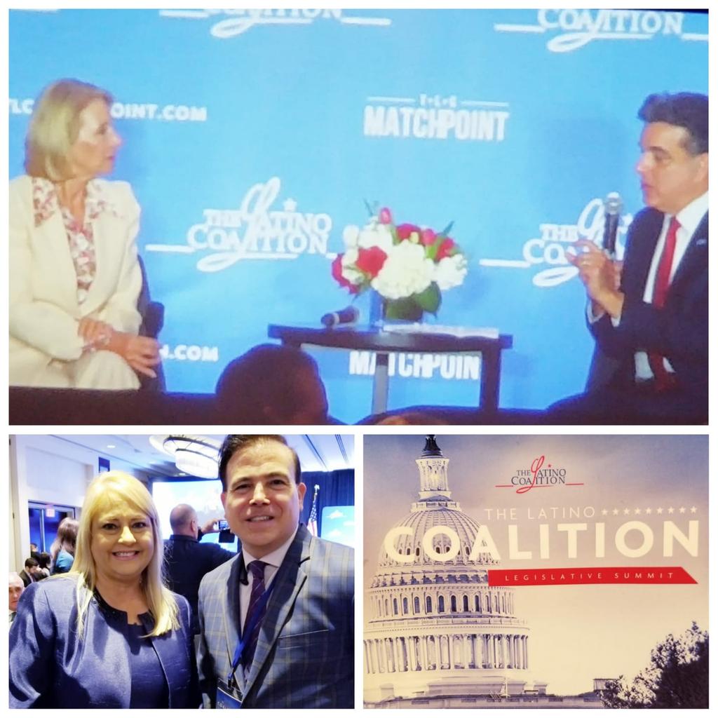 EstopinanGroup's tweet photo. #TLCSummit @LatinoCoalition waiting for @POTUS many Cabinet Members present. Great speaking with PR Governor Wanda Vazquez! #energy #Vision #Hispanic-Americans! Gracias. https://t.co/WOyXyvAJXk