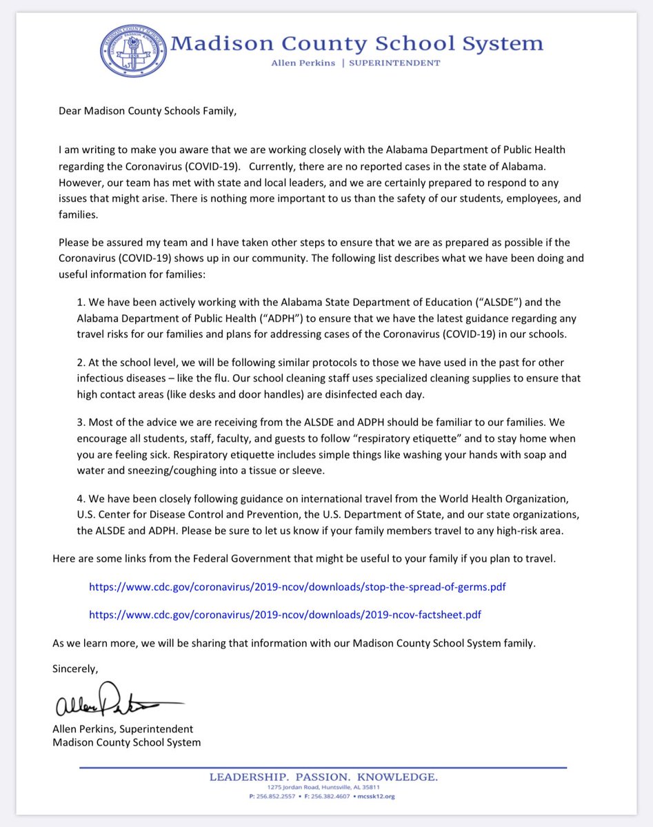 MMSPTO4U's tweet photo. Important information about Coronavirus and Madison County Schools preparations https://t.co/axtVsAtPo7