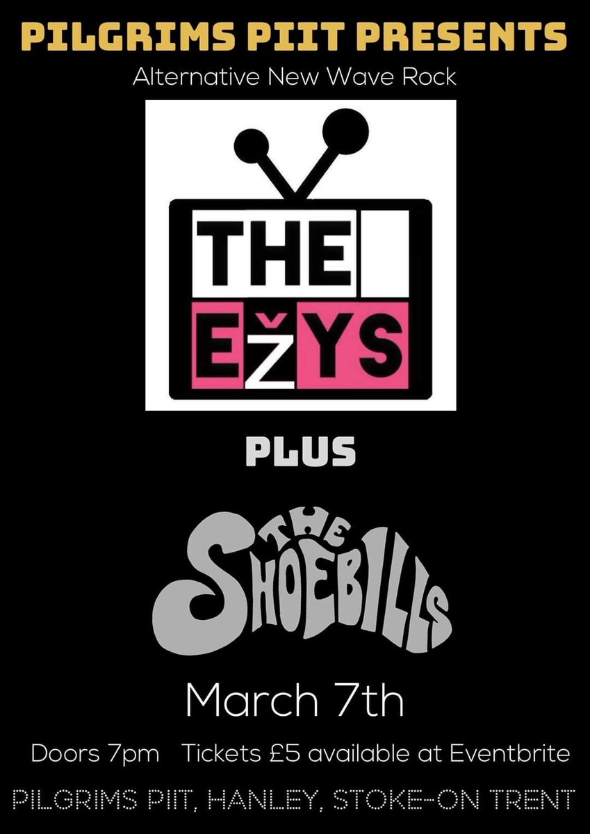 We’re at Pilgrims Piit in Stoke this Saturday (7th March) with The Ezys - come join us. Tickets available at eventbrite.co.uk/e/the-ezys-plu…