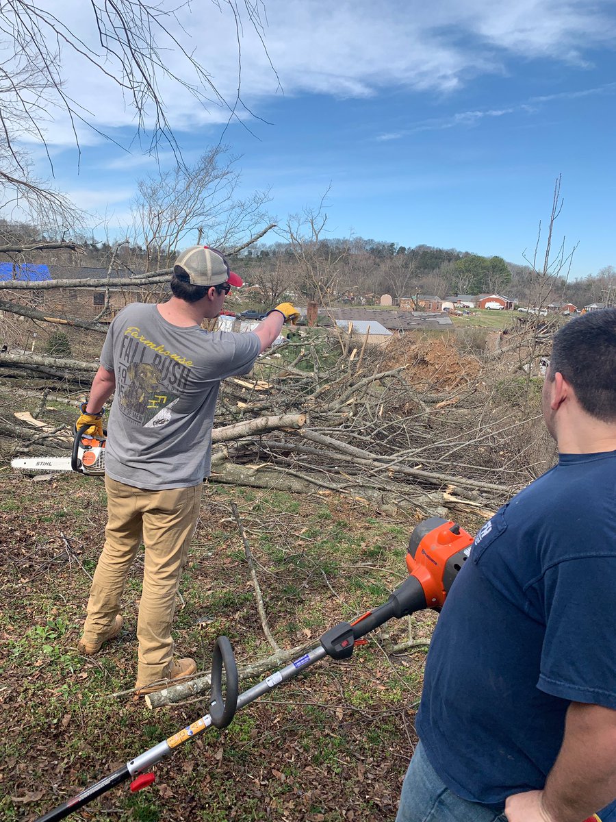 WKU_FarmHouse's tweet photo. Some of the brothers of Farmhouse travelled to Nashville to help the community recover from the tragic tornado that hit on Monday night. #PrayForNashville https://t.co/iTHi7lJRWz