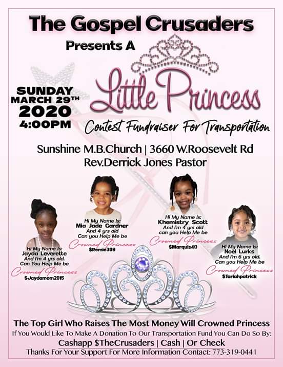 GospelCrusaders's tweet photo. Tickets Are Available For This Concert At All The Usual Locations In Chicago...Also The Little Princess Fundraiser Contest Will Take Place The Same Day! If You Would Like To Support Any Of Them Check The Flyer For Details https://t.co/rgOaX9Xbxr