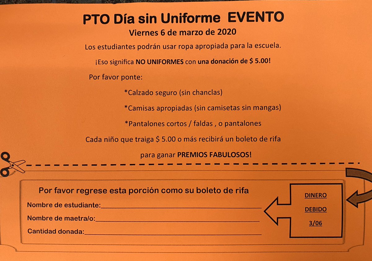 PoincianaCCPS's tweet photo. Pelicans...don’t forget to return your slips with a $5 donation for our PTO No Uniform Day! Wear your spring finest, get sporty with a jersey, or just wear jeans on Friday, March 6th. #ItOnlyTakesASpark #PESPTO #ThanksForYourSupport https://t.co/Fde33QR9gG