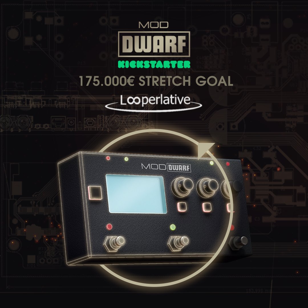 modaudiotw's tweet photo. #MODDevices and @looperlative are partnering up! Along with this partnership we’re announcing our next 175,000€ stretch goal: The #Looperlative 2-tracks Looper plugin in all #Kickstarter Edition units of the MOD Dwarf. You don’t want to miss that: https://t.co/h5xI0nRgvk https://t.co/u1dQaJ28BN