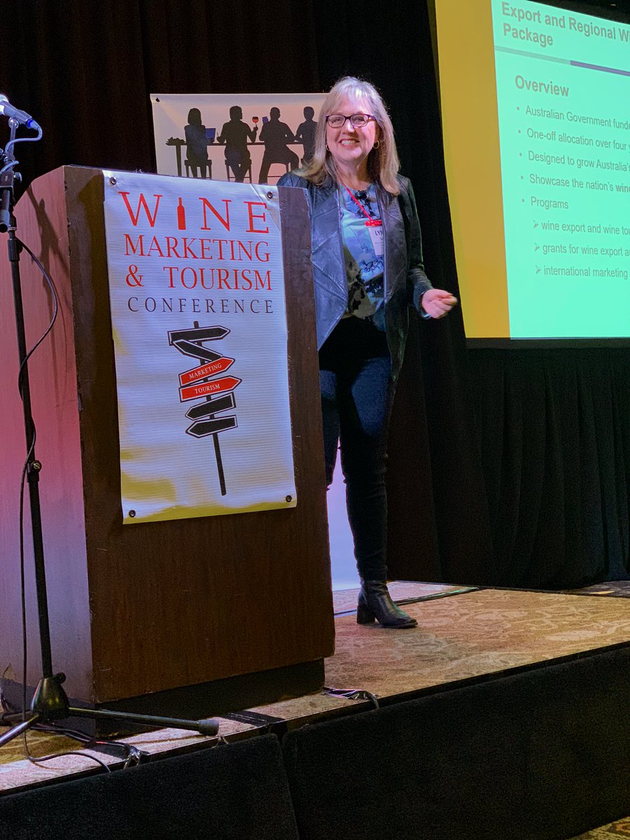 winetourismconf's tweet photo. The big question, how do you build, market and sell tourism? Lynda Schenk the Executive Director of the @WineComAust and our opening keynote has given us a great international perspective. 👏🏼 https://t.co/VaXSGL2ne6