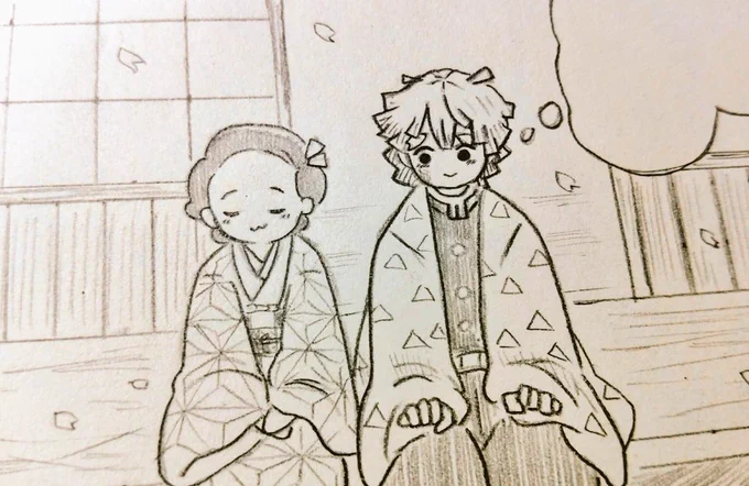 本誌の2人が気になる中、描きたいと思ってたのをガリガリ描いて1人でニヤけてる✨明日(今日)文字を入れるぞ!!!! 