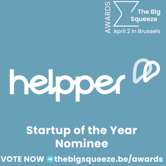 Helpper_be's tweet photo. Helpper is nominated for the award 'Startup of the Year'! 🥳
The winner is decided by public voting, until March 31st.
2 minutes of your time, would mean the world to us!
Vote for Helpper here: https://t.co/XQgtScWbXE
Thanks for your support!
#startup #award #Helpper https://t.co/fuDVxtPVKg