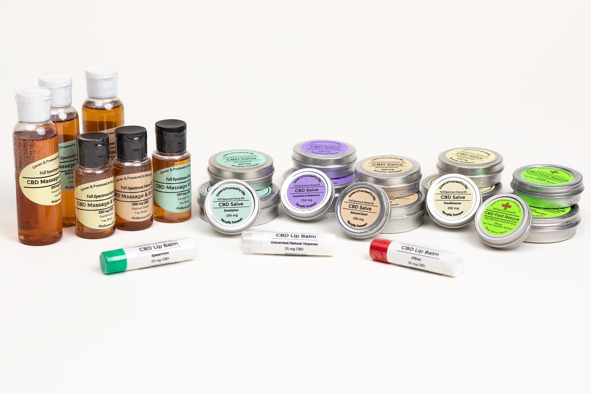 SbxFarms's tweet photo. From Foot Rescue to Lip Balm Visit our website to see a list of all of our products.

https://t.co/yq2ZUxzs3q

#hemp #cbd #sbx #sbxfarms #memphis #salve #fromstarttofinish #onestopshop #tennesseehemp #tennessee #fullspectrum https://t.co/iLjYsooTXR