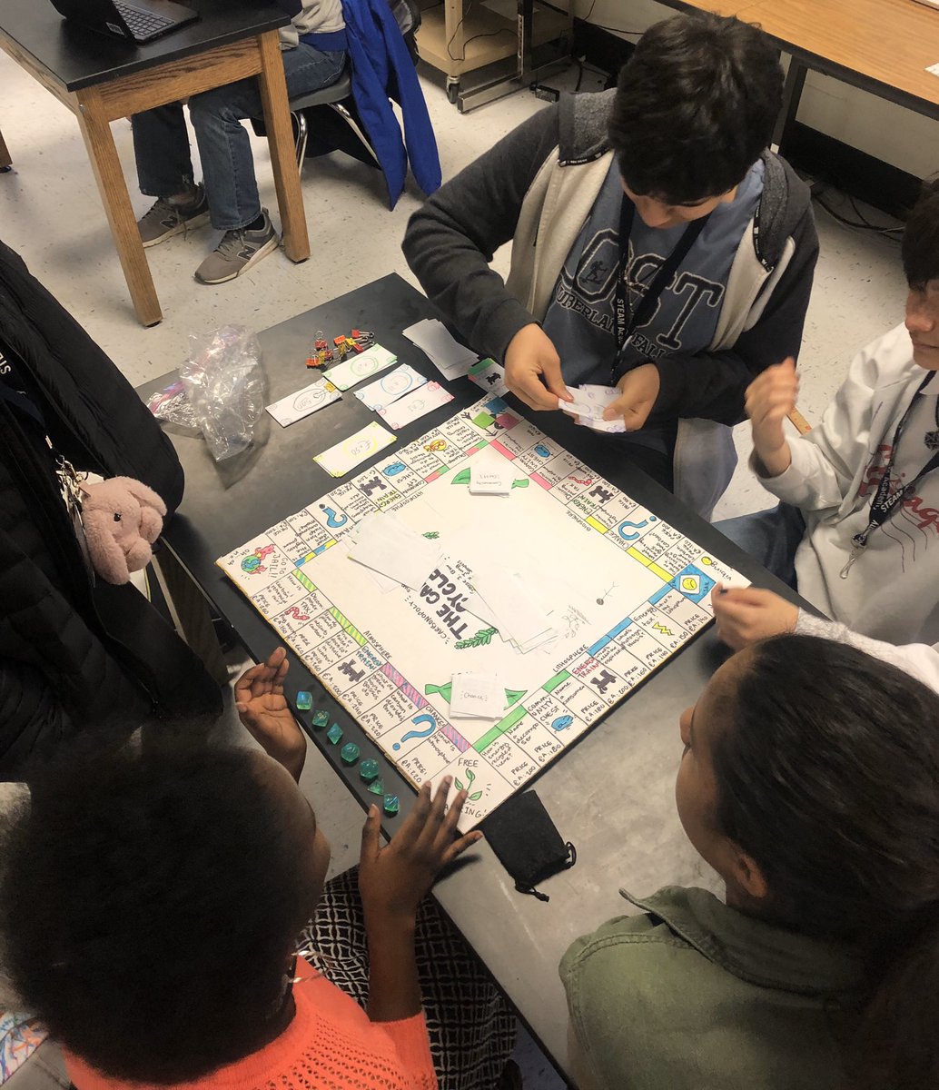 arosenSTEAM's tweet photo. Student choice, learning while doing through board game, song, video and journal writing creations to show understanding of carbon cycle in @STEAMhigh Intro to Biology https://t.co/pidAGPrVV0