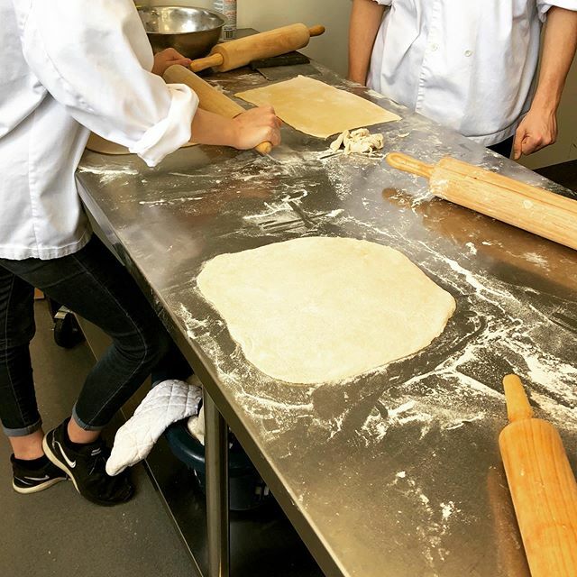 Intro Hot Foods students practicing rolling pasta dough thin enough for making lasagna sheets... #studentlearning #culinaryschool #culinaryarts #handmadepasta <a href="/cmhsrams/">Central Memorial High School - CBE</a> @pvacentral ift.tt/2uU5hmn